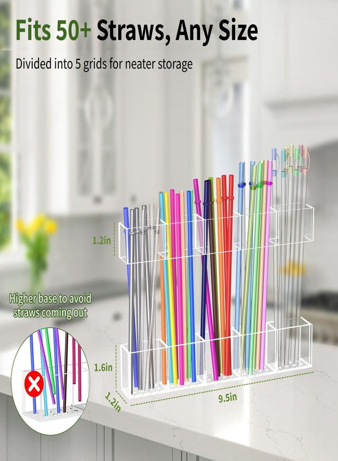 Napute 9.5” Large Acrylic Straw Holder for Cabinet Door, Reusable Straw Organizer Tumbler Storage with Stickers, Small Kitchen Accessories Container, Ultra Sticky Cupboard Door Mounted, Transparent - Image 4